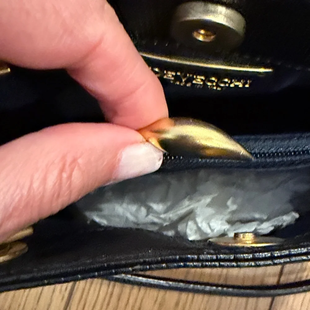 DeVecchi Embossed Black Leather Crossbody Bag With Original Dust bag